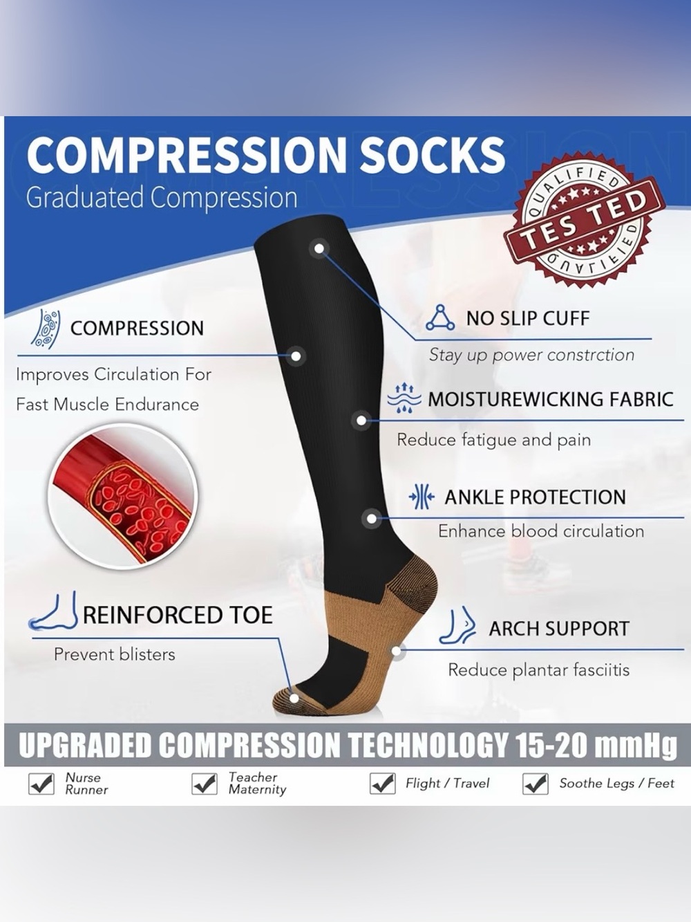 Compression Socks 6 Pack - Picture 6 of 7